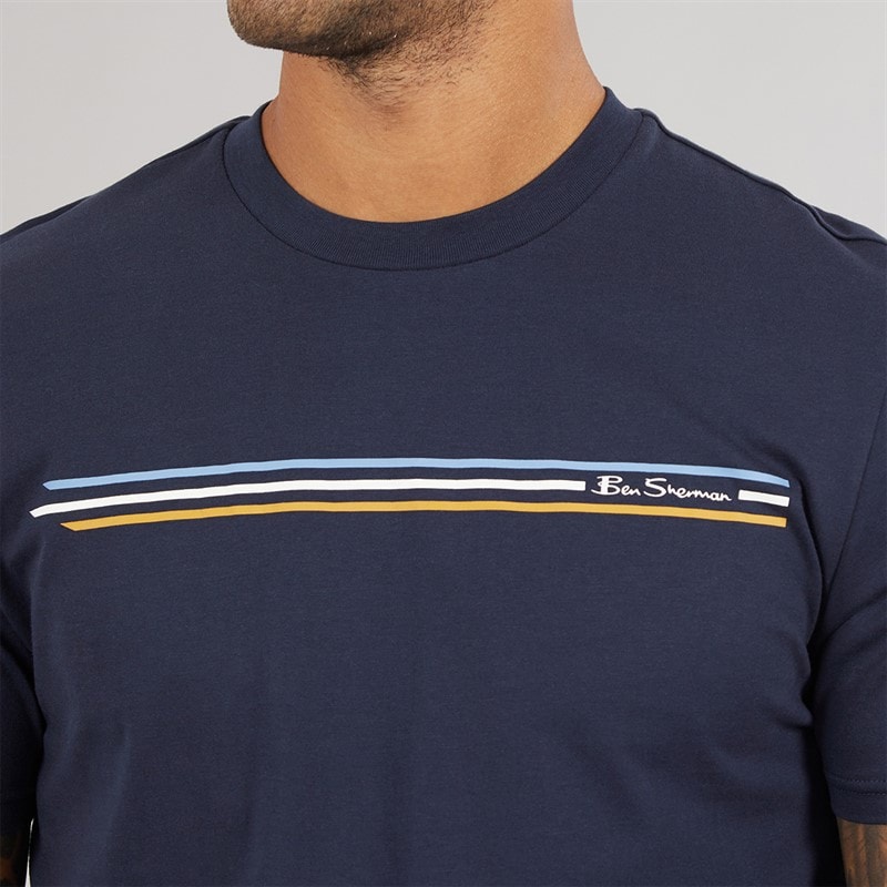 Herre core stripe t-shirt Mørk Navy - Billede 3