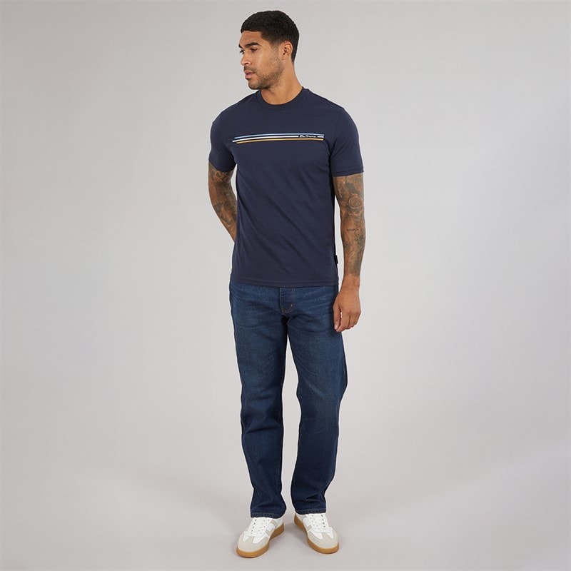 Herre core stripe t-shirt Mørk Navy - Billede 4