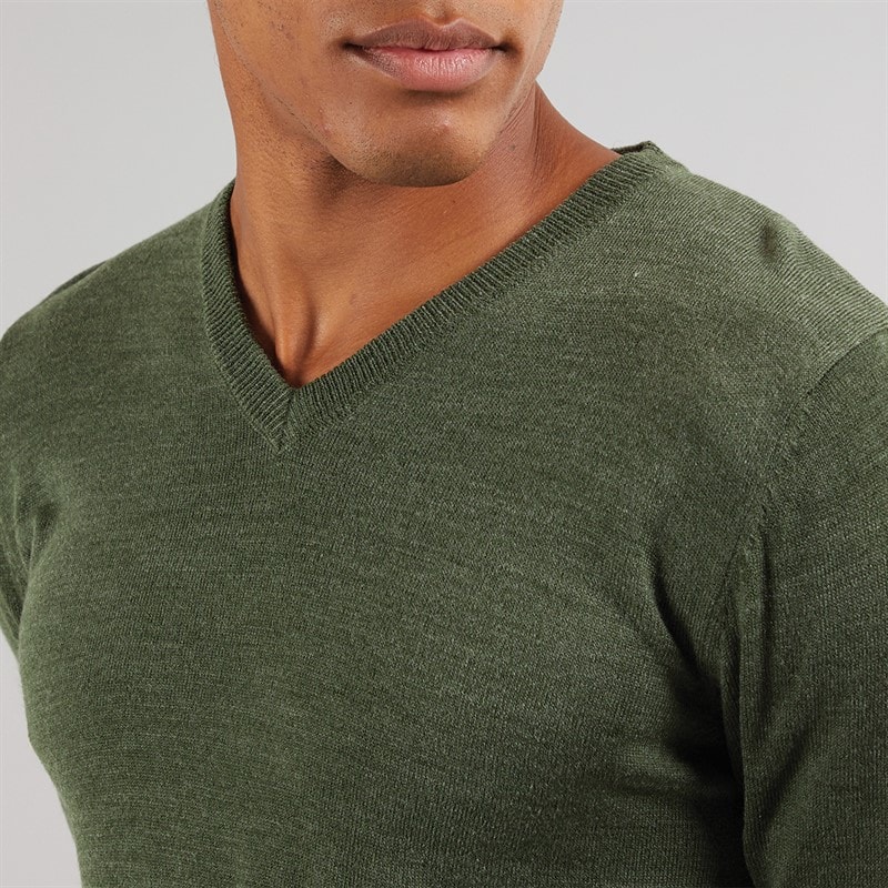 Herre celestial v-hals jumper Khaki Mix - Billede 3