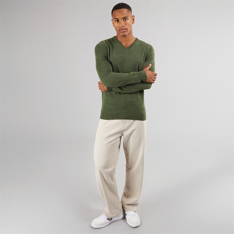 Herre celestial v-hals jumper Khaki Mix - Billede 4