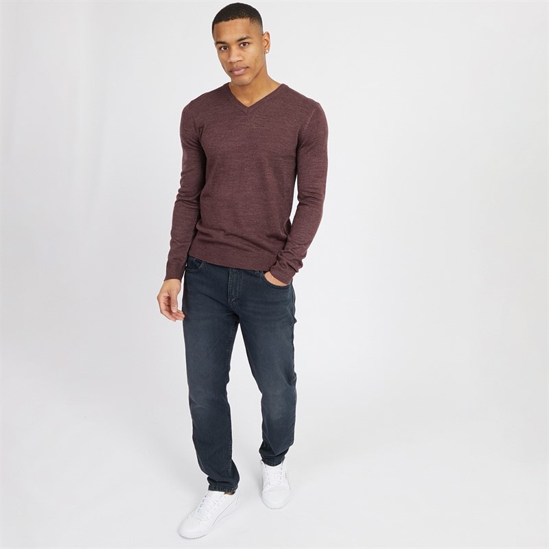 Herre celestial v-hals jumper Burgundy Mix - Billede 3