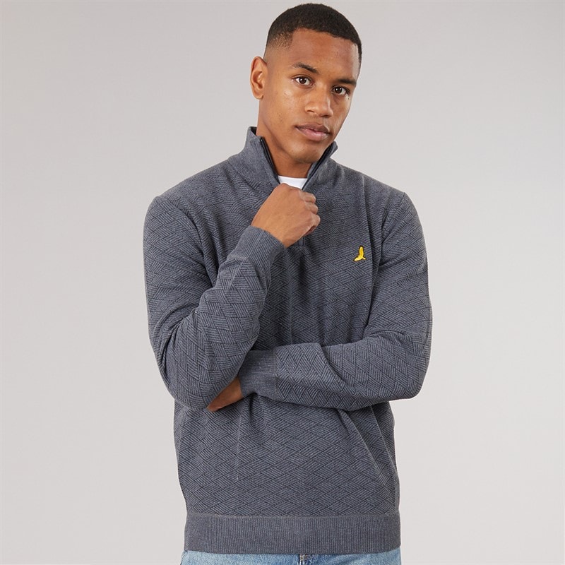 Brave Soul Herre agassi 1/4 lynlås sweater - Mid Grey