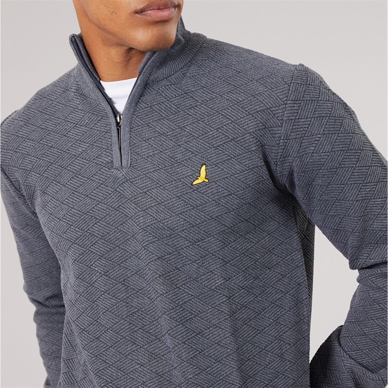 Herre agassi 1/4 lynlås sweater Mid Grey - Billede 3