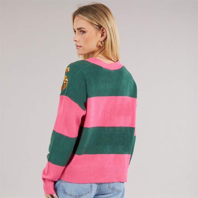 Dame julecardigan Pink/Grøn Stripe - Billede 2