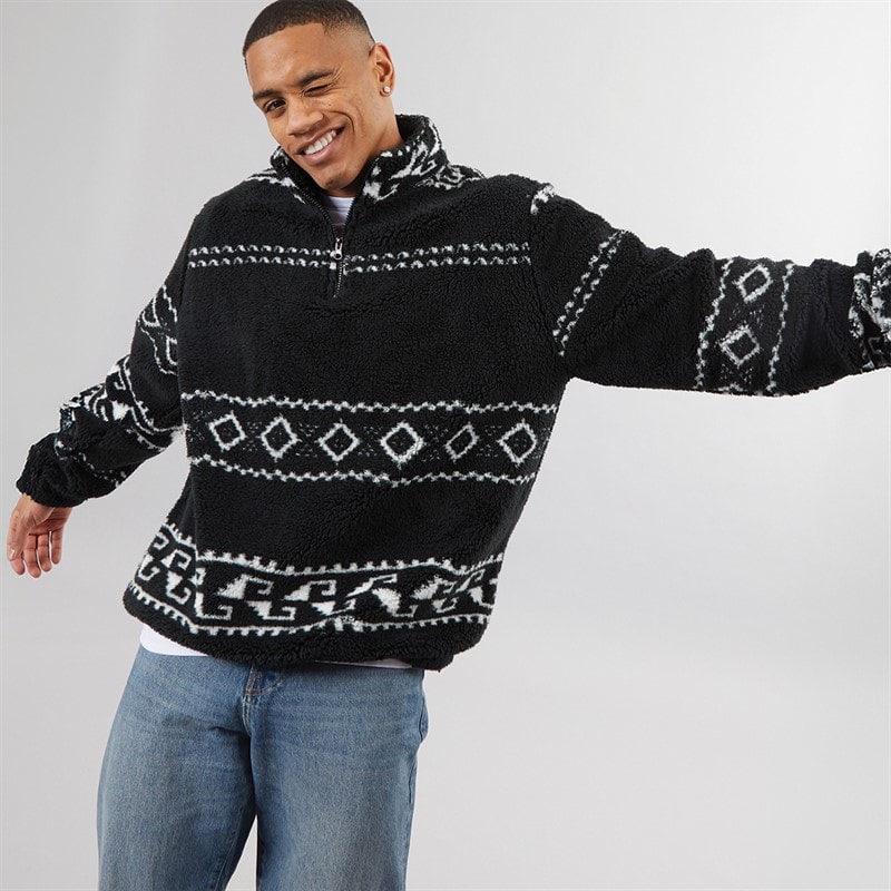 Herre powelton 1/4 zip fleece Jet Black/Optisk hvid - Billede 3