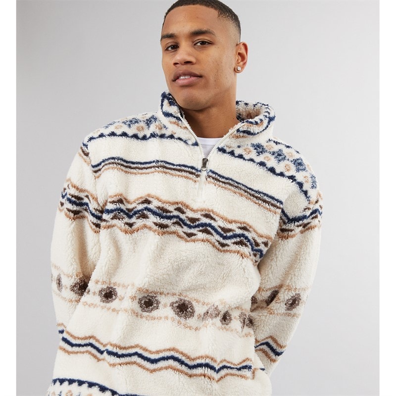 Herre coleman 1/4 zip fleece Cream/Multi - Billede 3