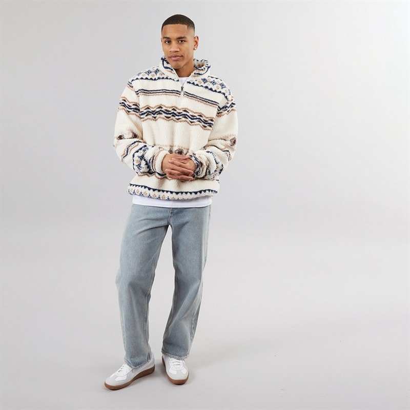 Herre coleman 1/4 zip fleece Cream/Multi - Billede 4