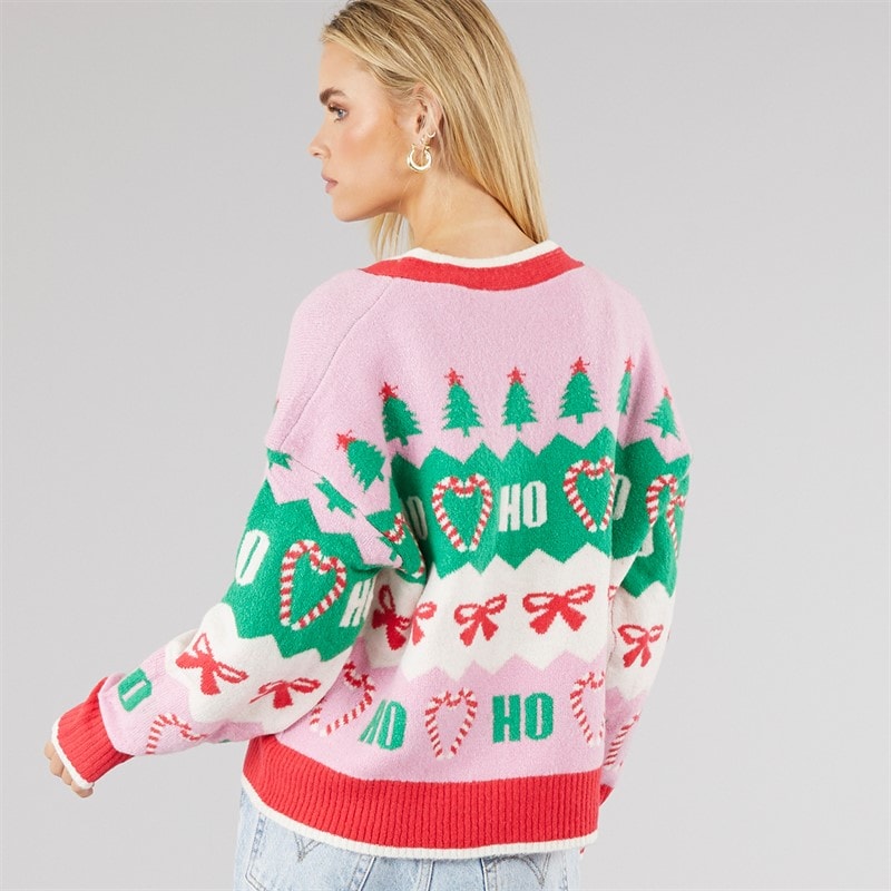 Dame juleglæde jacquard cardigan Multi - Billede 2