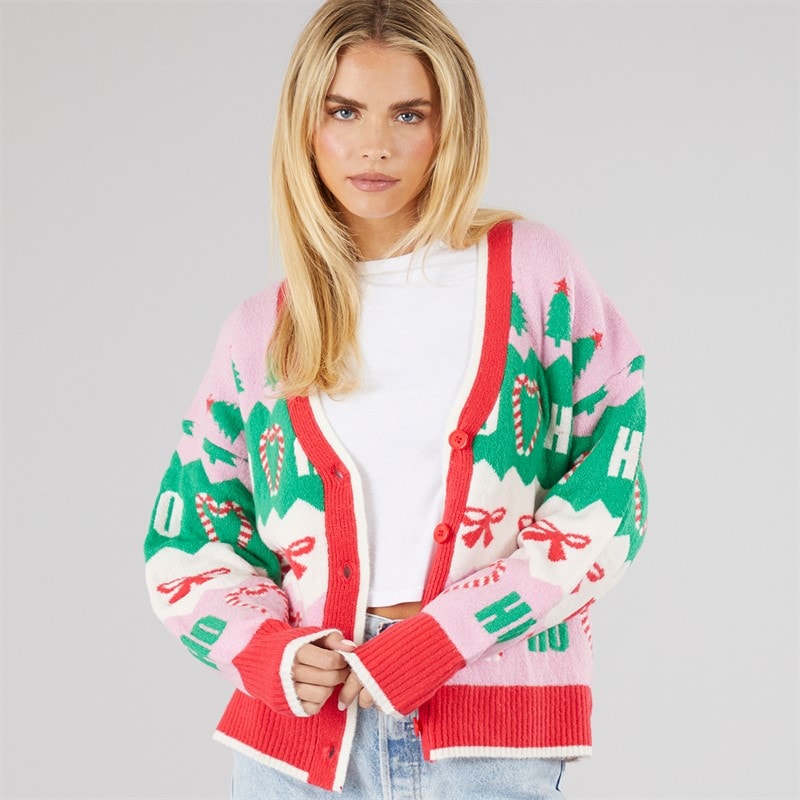 Dame juleglæde jacquard cardigan Multi - Billede 3