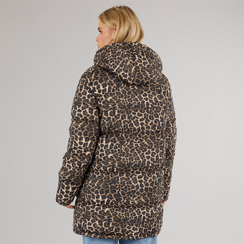 Dame cello lang vatteret frakke Leopard - Billede 2