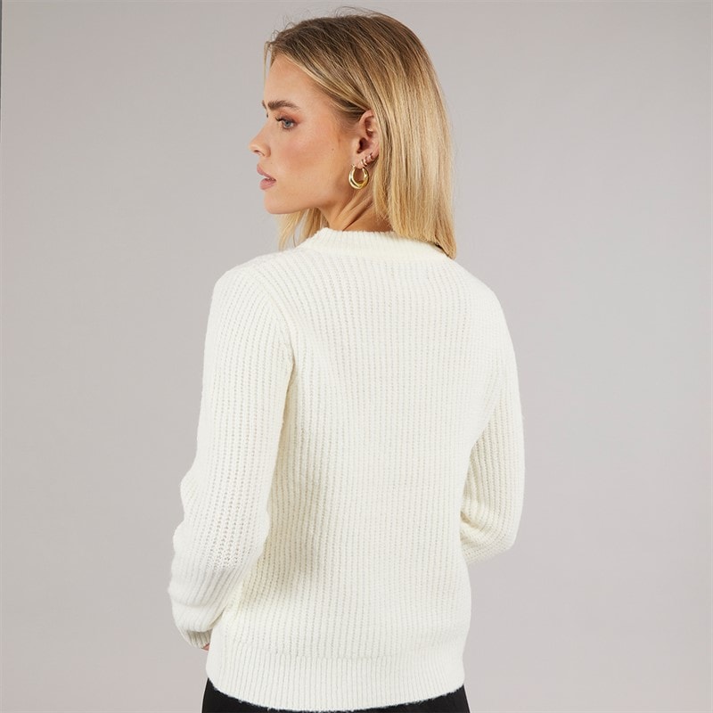 Dame fisherman crew neck jumper Cream/Sort Bows - Billede 2