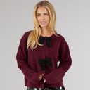 Dame miya fisherman cardigan Aubergine/Sort Bow