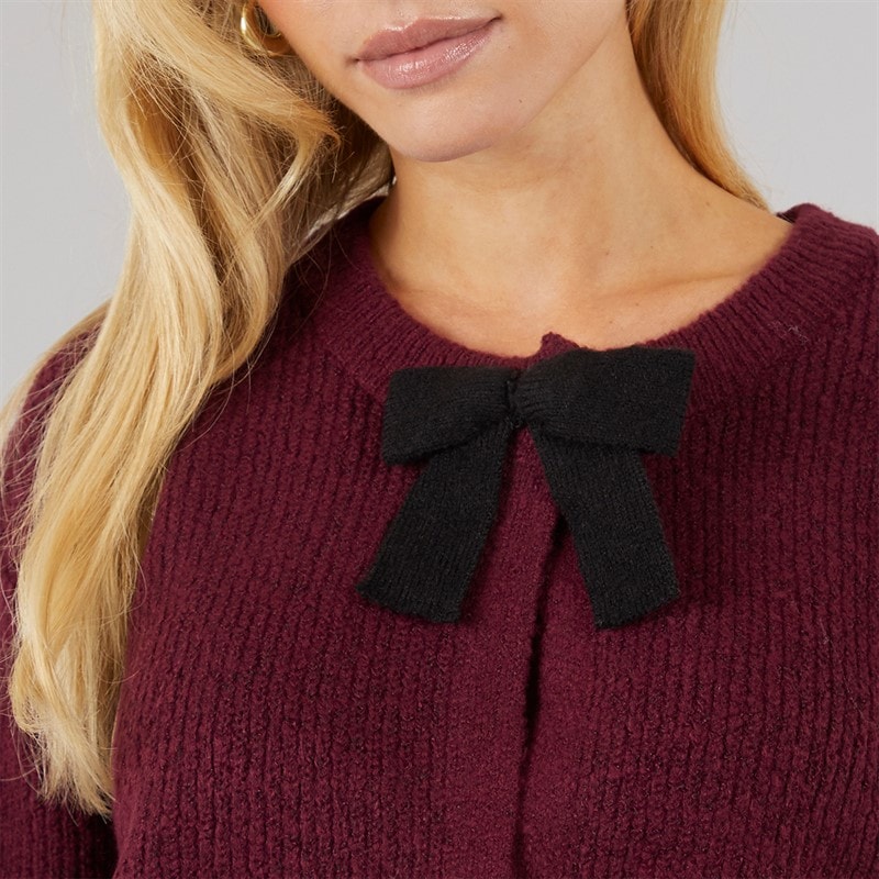 Dame miya fisherman cardigan Aubergine/Sort Bow - Billede 3