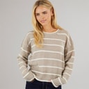 Dame mason crew neck jumper Mink/White Stripe