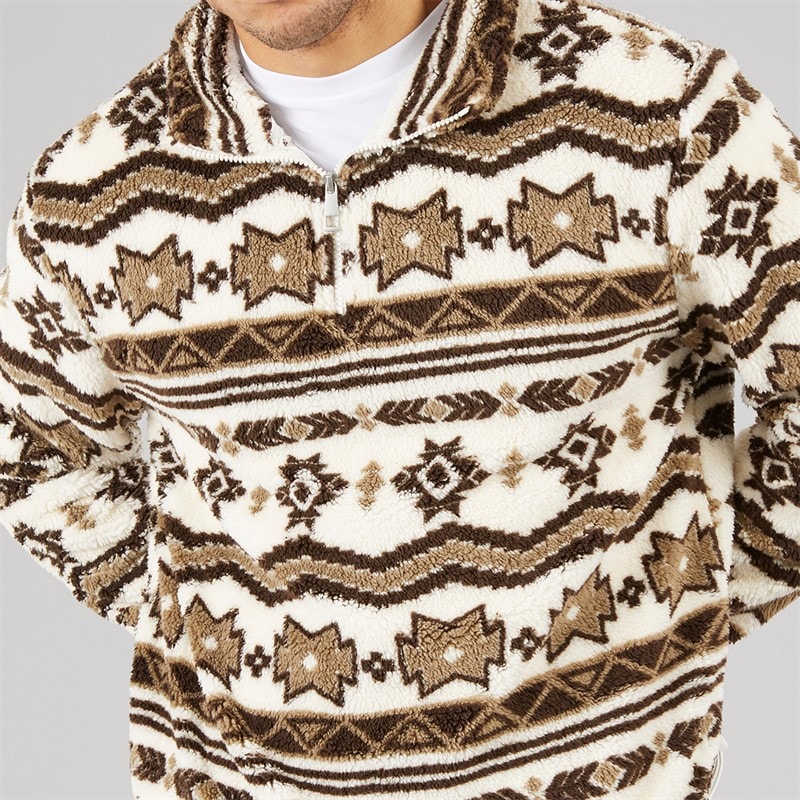 Herre lykins 1/4 lynlås fleece Cream/Multi - Billede 3
