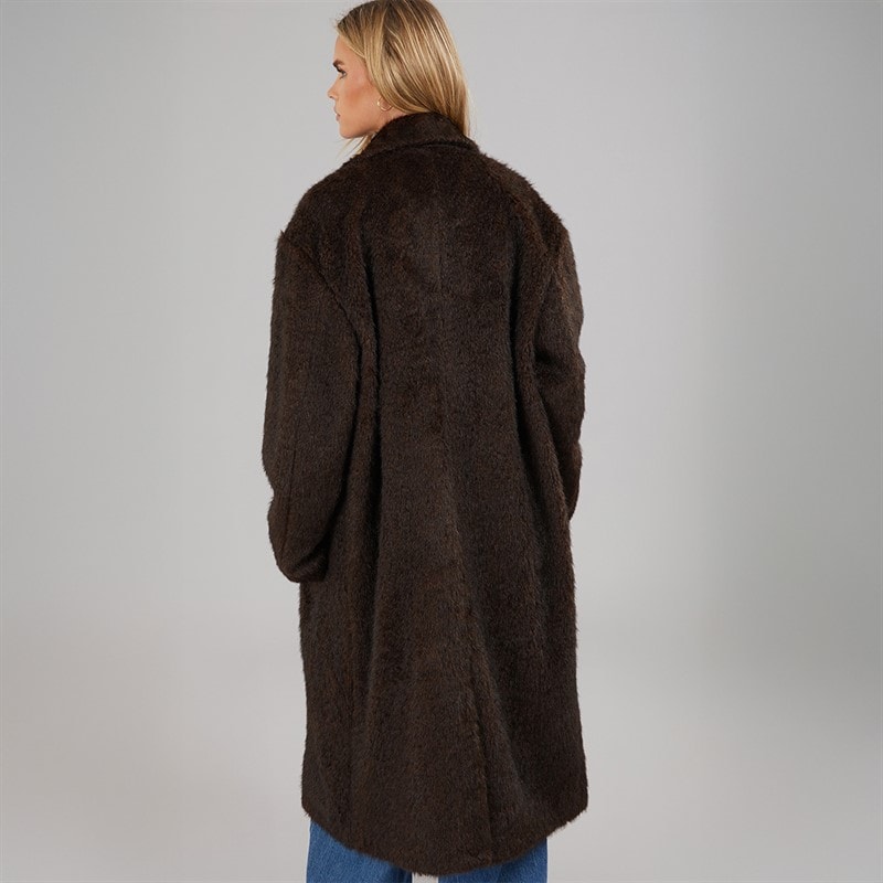 Dame darle faux uldfrakke Brun - Billede 2
