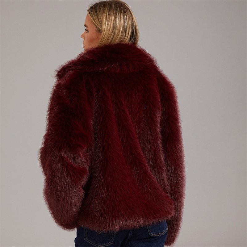Dame chive jakke med imiteret pels Bordeaux - Billede 2