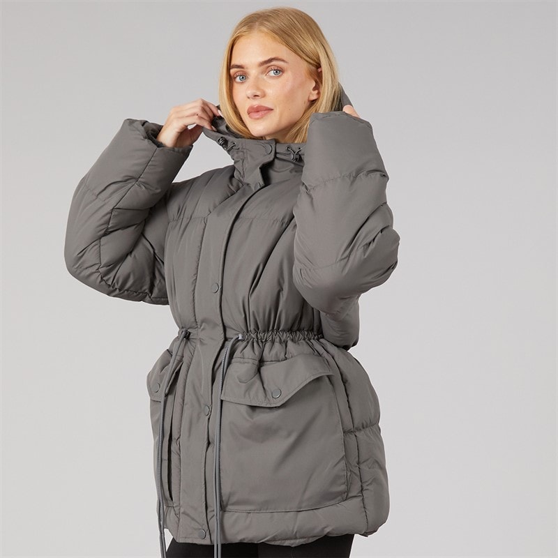Dame zia kort pufferjakke Charcoal - Billede 3
