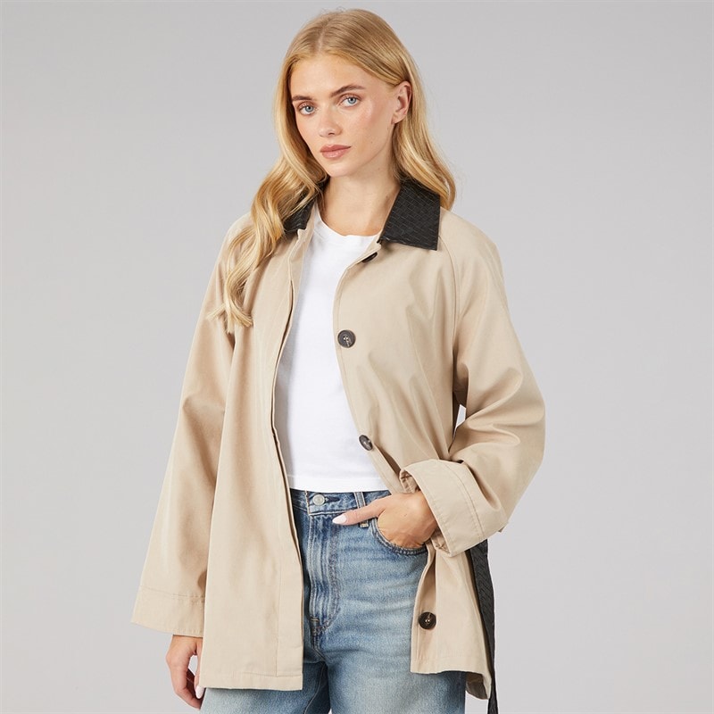 Brave Soul Dame alania kort trenchcoat - Taupe