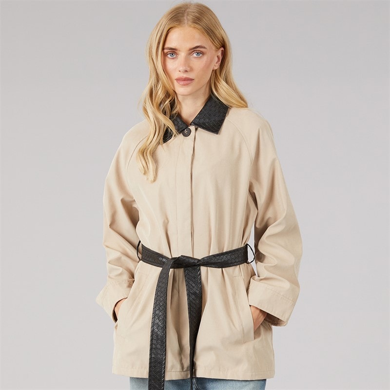 Dame alania kort trenchcoat Taupe - Billede 3