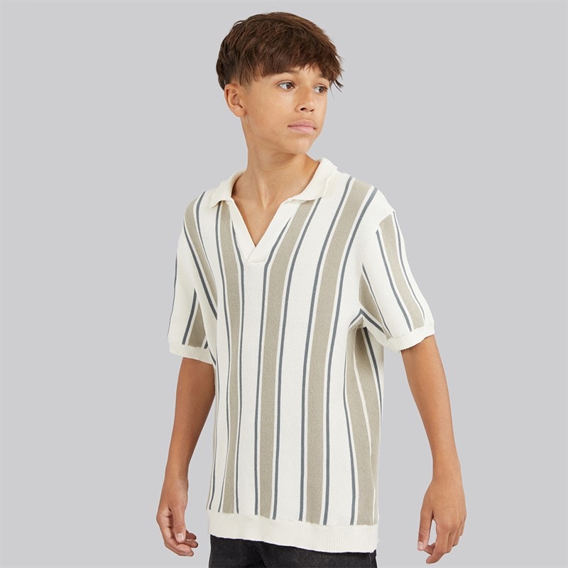 Brave Soul Drenge rialto poloshirt - Cream/Hellgrøn/Mid Green - Billede 1