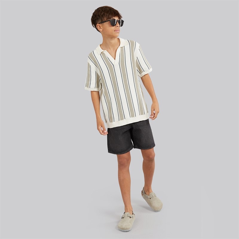 Brave Soul Drenge rialto poloshirt - Cream/Hellgrøn/Mid Green - Billede 3