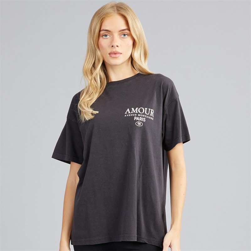 Dame amour t-shirt Black Acid Wash - Billede 2