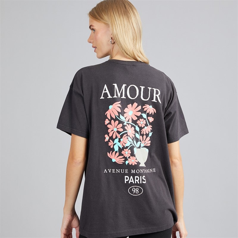 Dame amour t-shirt Black Acid Wash - Billede 3