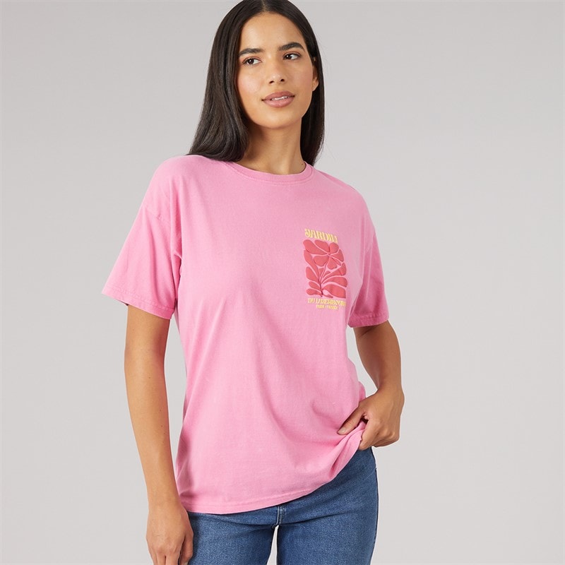 Dame jardin t-shirt Pink Acid Wash/Hot Pink - Billede 2