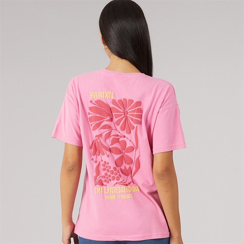 Dame jardin t-shirt Pink Acid Wash/Hot Pink - Billede 3