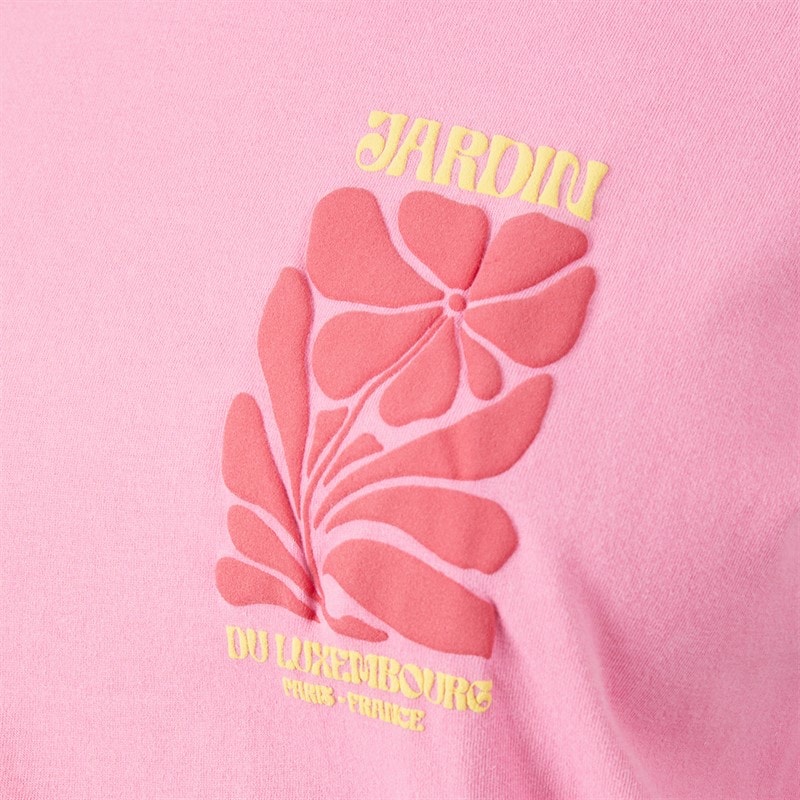 Dame jardin t-shirt Pink Acid Wash/Hot Pink - Billede 4