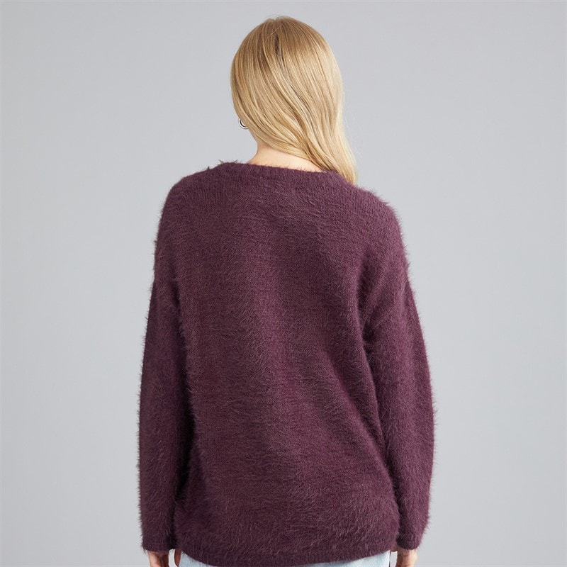 Dame gardena fluffy rundhalset sweater Plum - Billede 2
