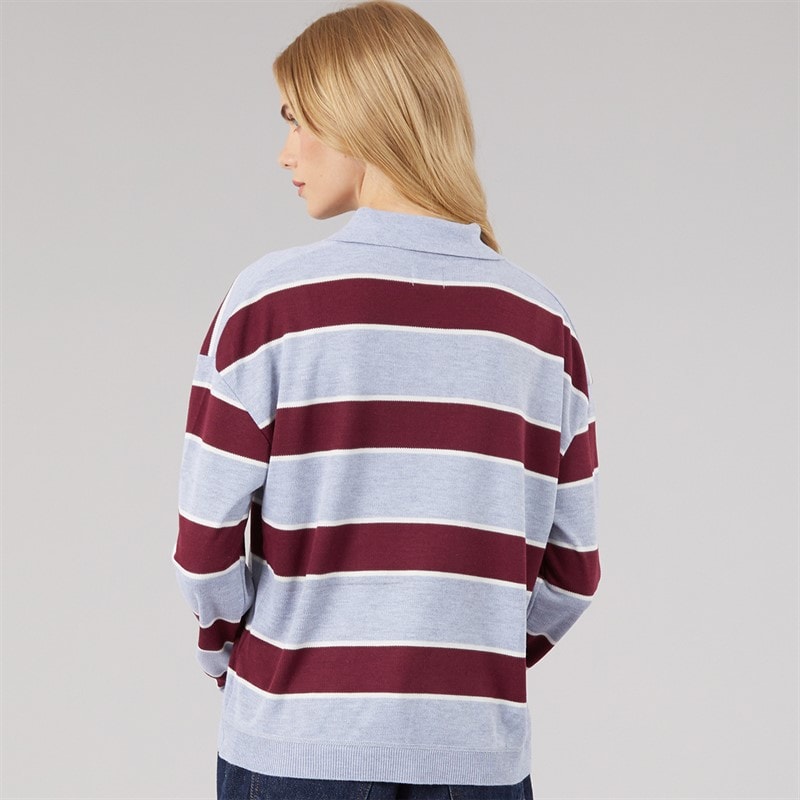 Dame jerico strikket poloshirt Metallic Grey/Wine/Ivory - Billede 2