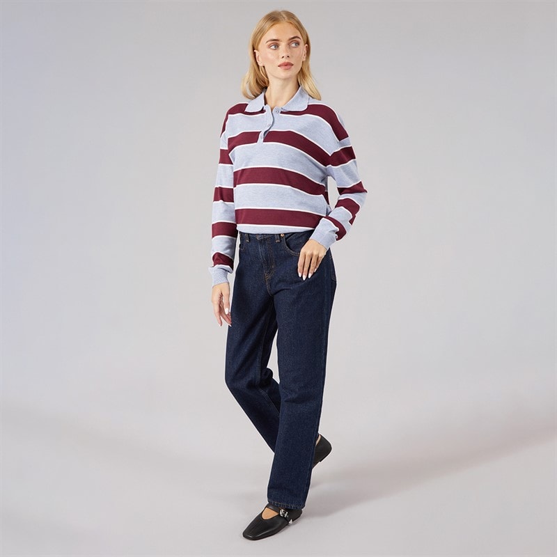 Dame jerico strikket poloshirt Metallic Grey/Wine/Ivory - Billede 4