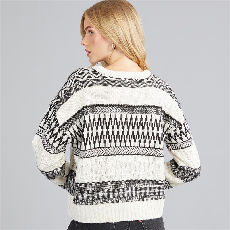 Dame darling kabelstrikket jumper Cream/Sort - Billede 2