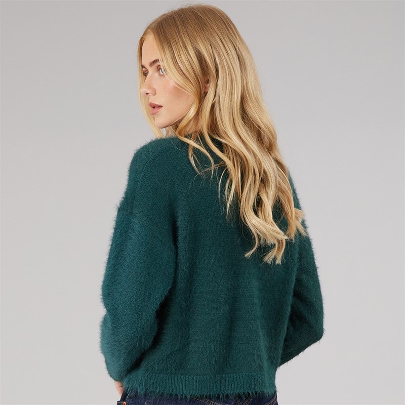 Dame cloud cardigan med rund hals Teal - Billede 2