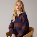 Dame ditto trophy neck jumper Marinebrunstribet