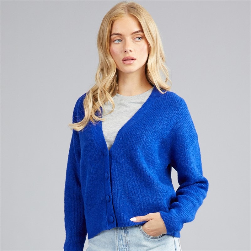 Brave Soul Dame daffie blød strikket cardigan - Electric Blue