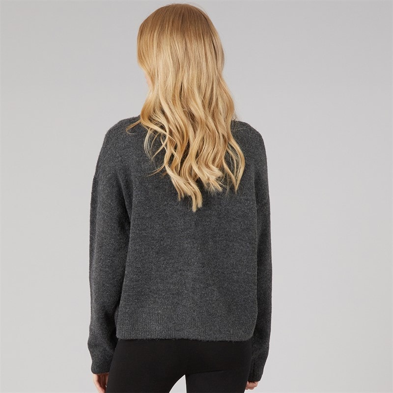 Dame strikket cardigan med knapper Dark Charcoal - Billede 2