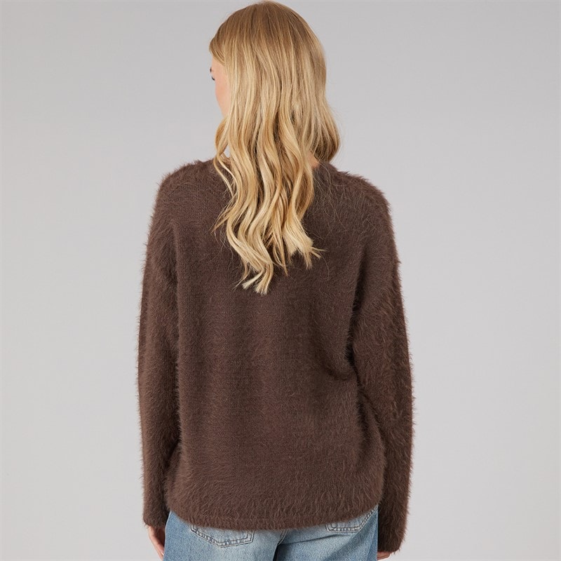 Dame gardena fluffy rundhalset sweater Chocolate - Billede 2