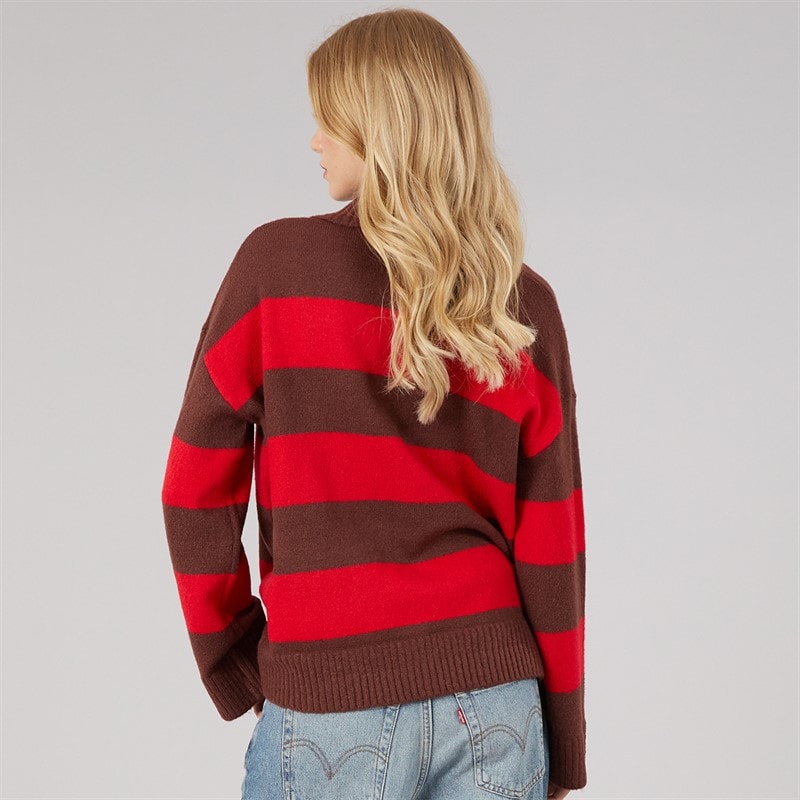 Dame ditto trophy neck jumper Brun/Red Stripe - Billede 2
