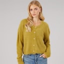 Dame cloud cardigan med rund hals Moss