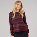 Dame sian rundhalset jumper Cherry/Multi Stripe