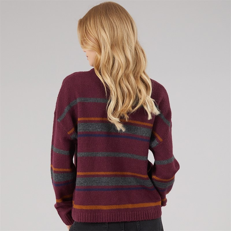 Dame sian rundhalset jumper Cherry/Multi Stripe - Billede 2
