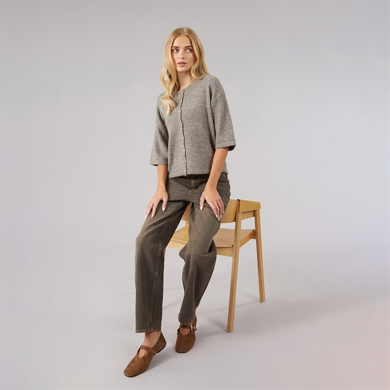 Dame marshal kortærmet cardigan Mocha - Billede 3
