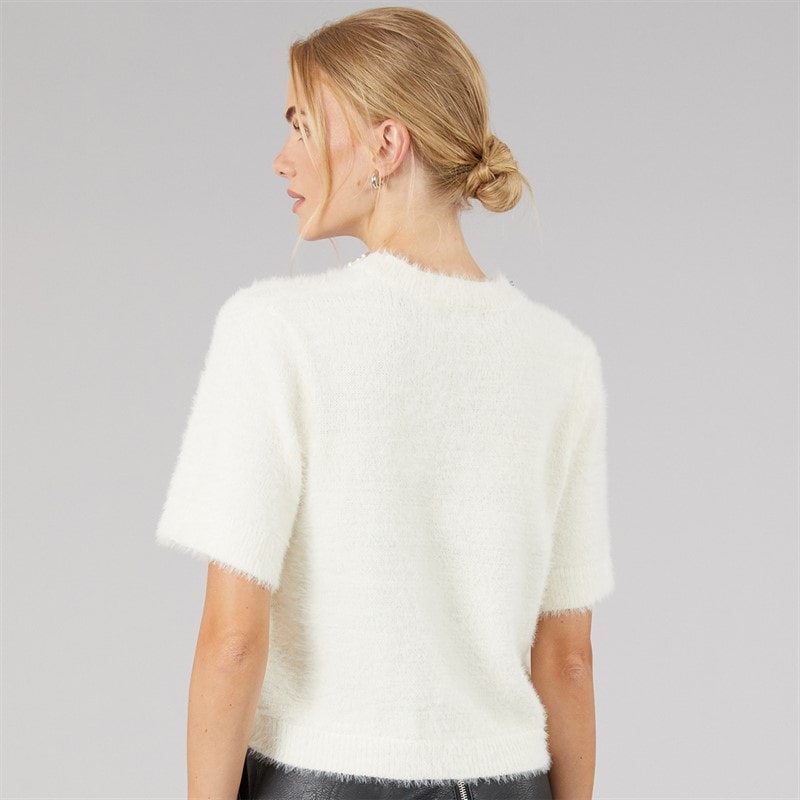 Dame crystal fluffy strik t-shirt Ivory - Billede 2