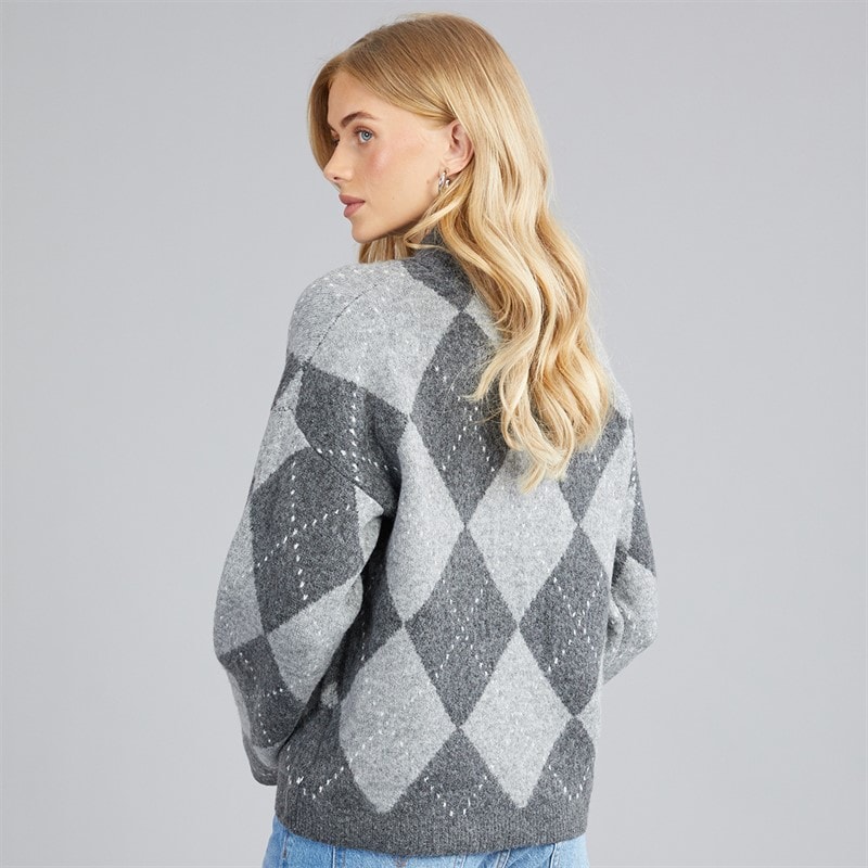 Dame oxford argyle sweater Charcoal/Grå - Billede 2