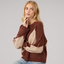 Dame heritage rundhalset strikket sweater Brun/Multi