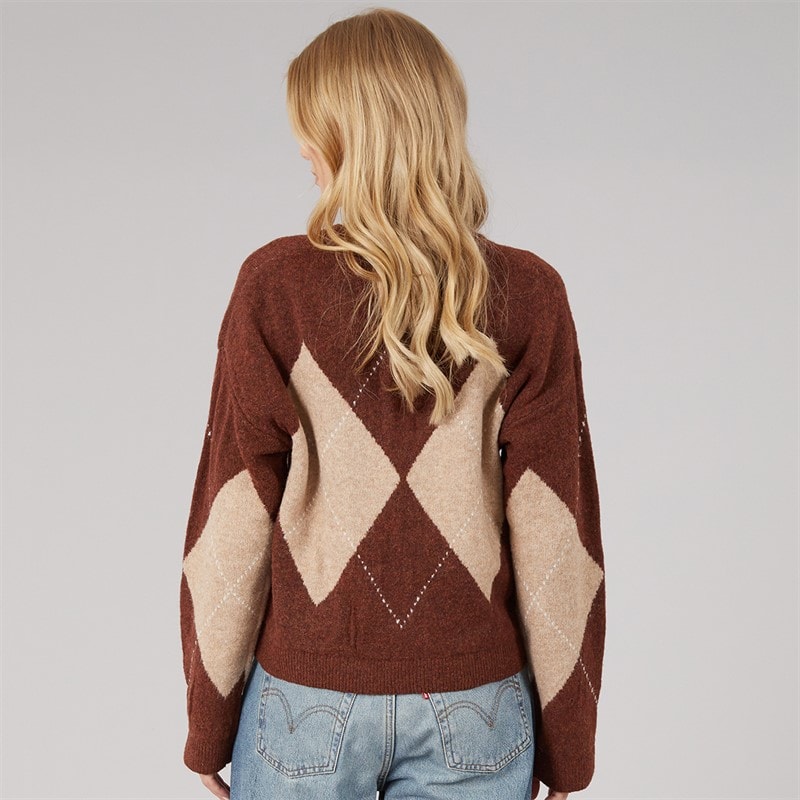Dame heritage rundhalset strikket sweater Brun/Multi - Billede 2