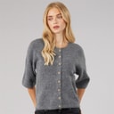 Dame marshal kortærmet cardigan Charcoal Melange